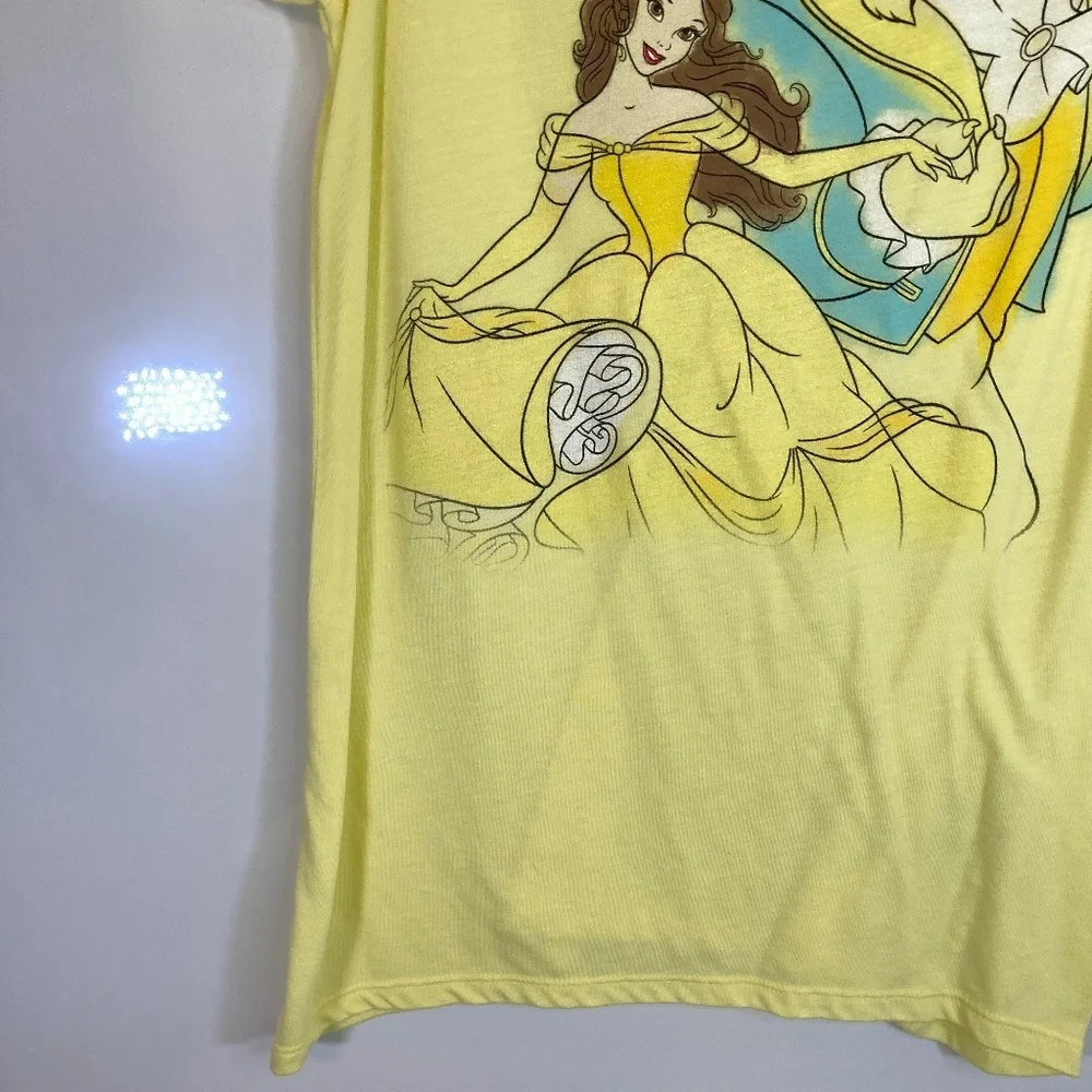 Beauty and the Beast Shirt YOUTH Sz XL Yellow Short Sleeve Glitter Disney